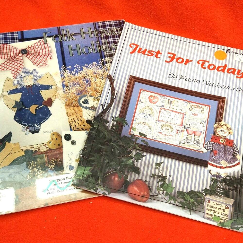 Vtg 1990s - Lot of 2 - Tole Painting Instruction Books - Folk Country‎ Art